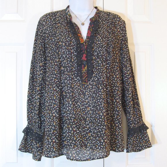 Loft | 'Fall Florals' Mixed Print Blouse Top - Picture 2 of 13